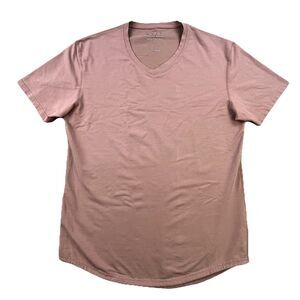 BYLT Drop Cut V-Neck T-Shirt Mens Size Large Coral Pink Performance Short Sleeve